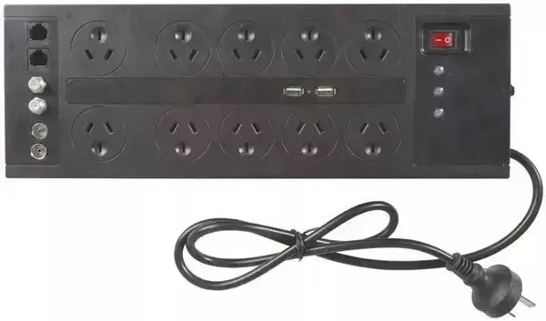 10 Way Home Theatre Surge Protected Powerboard