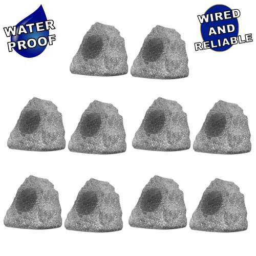 10R4G Outdoor Granite Rock 10 Speaker Set for Deck Pool Spa Patio Garden