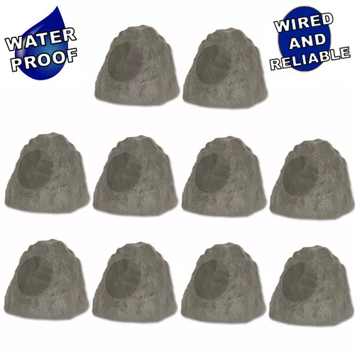 10R8SG Outdoor Slate 8" Rock 10 Speaker Set for Deck Pool Spa Yard Garden