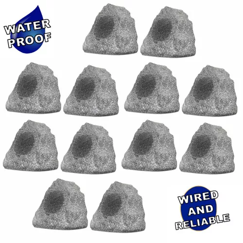 12R4G Outdoor Granite Rock 12 Speaker Set for Deck Pool Spa Patio Garden