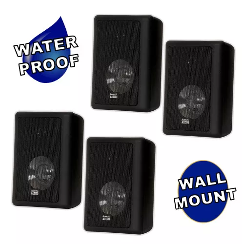 151B Outdoor 2 Way Speakers Mountable Weatherproof Black 2 Pair Pack