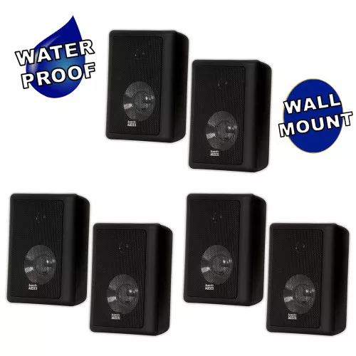 151B Outdoor 2 Way Speakers Mountable Weatherproof Black 3 Pair Pack