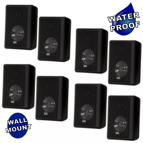 151B Outdoor 2 Way Speakers Mountable Weatherproof Black 4 Pair Pack
