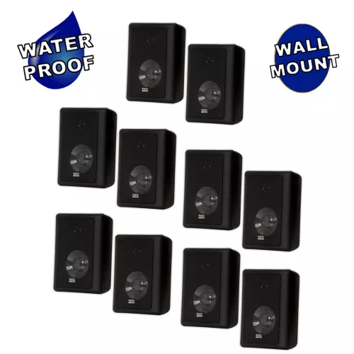 151B Outdoor 2 Way Speakers Mountable Weatherproof Black 5 Pair Pack