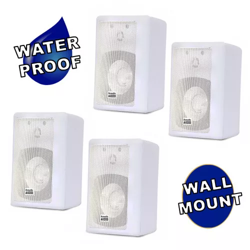 151W Outdoor 2 Way Speakers Mountable Weatherproof White 2 Pair Pack