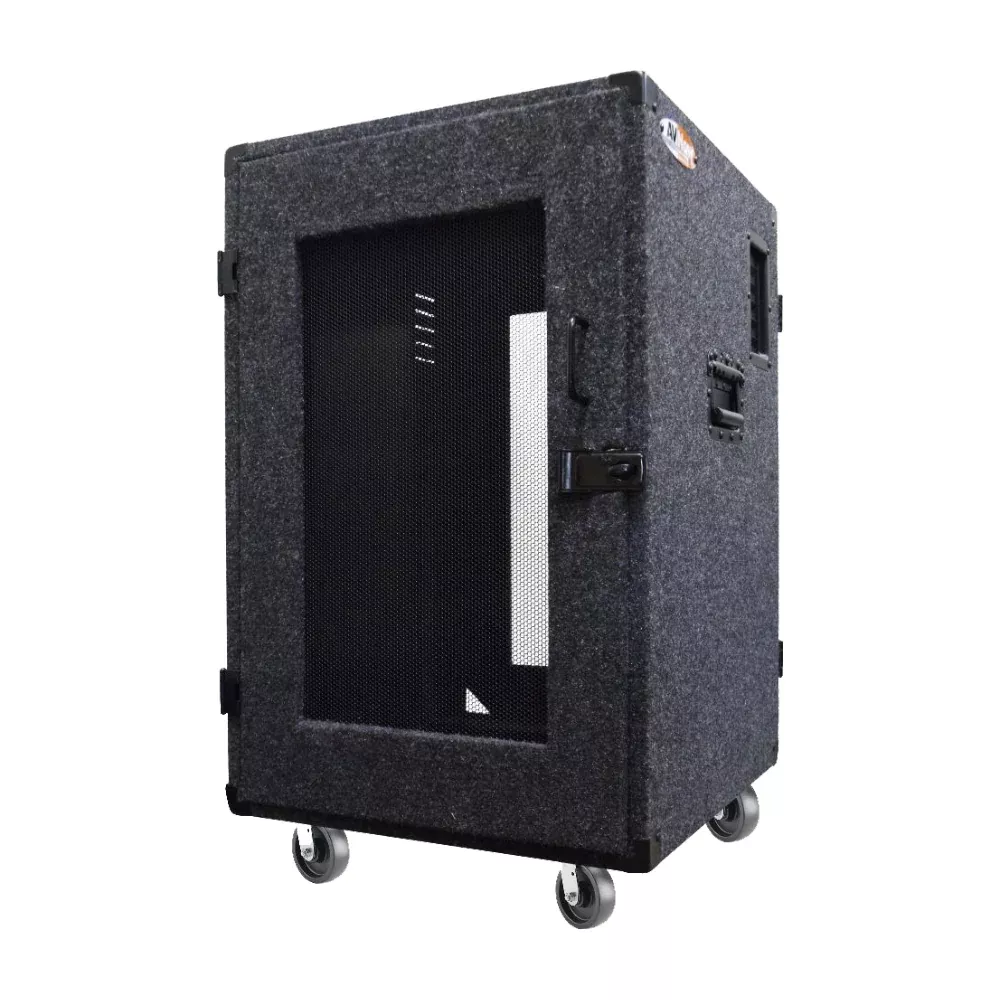 16 Space Rack with Locking Wheels and Vented Security Door - Grey