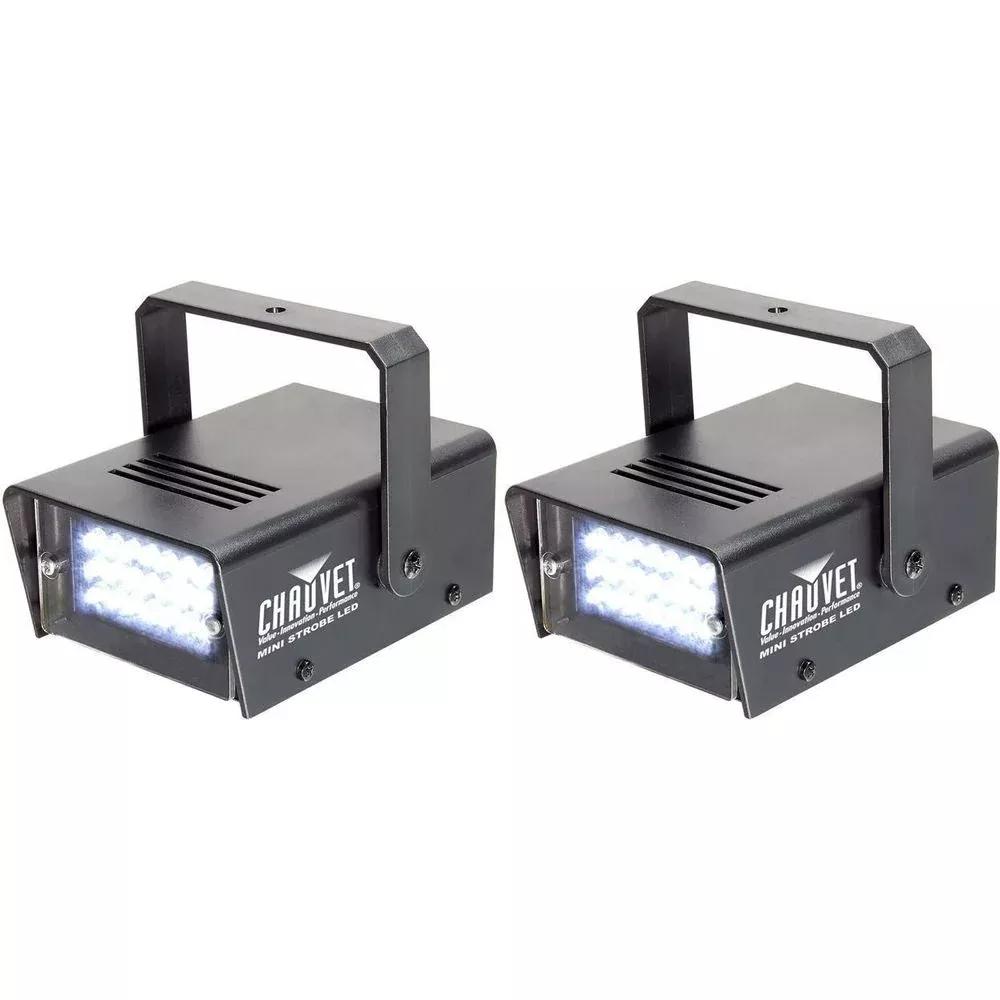 2 Chauvet DJ MINI STROBE LED Compact Strobe Lights With Austable Strobe Rate