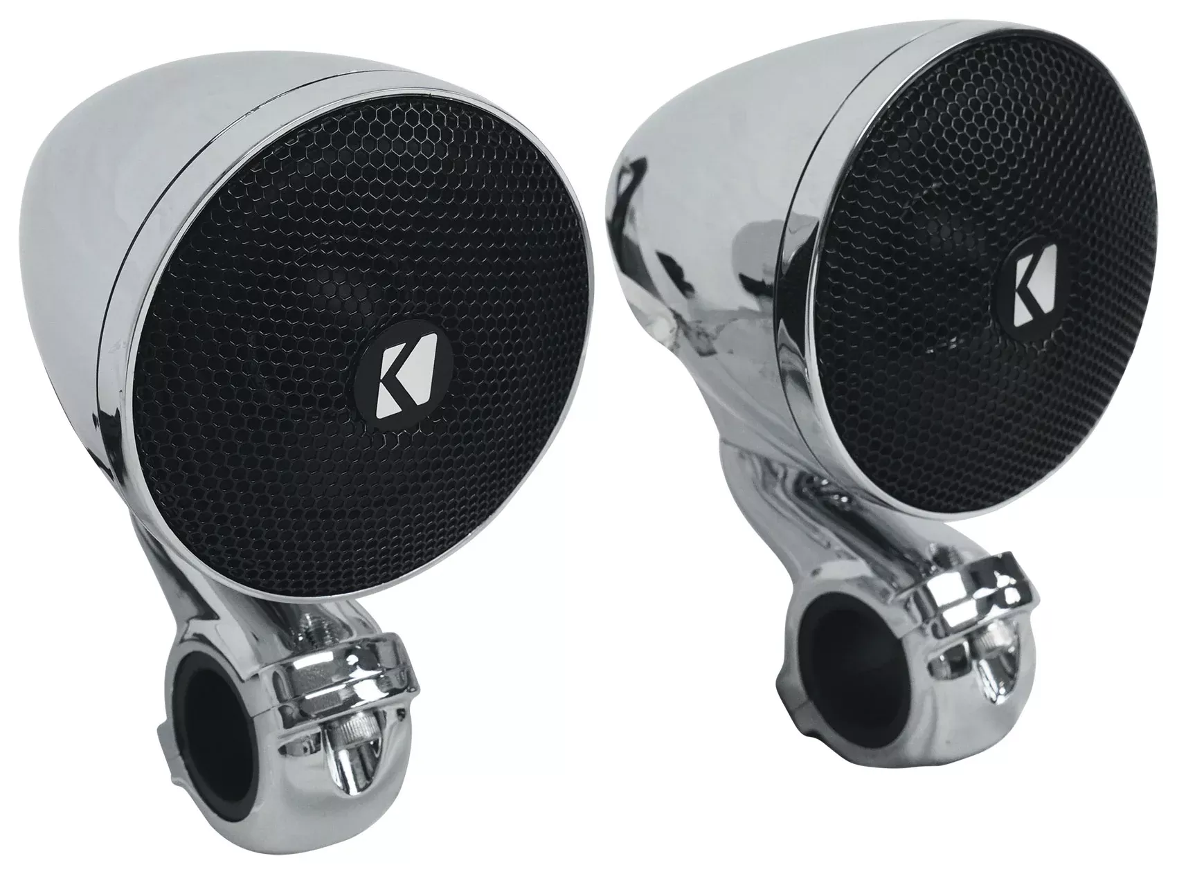 (2) Kicker 47PSM32 3" 100w PSM Motorcycle/ATV Handlebar Speakers in Chrome PSM32
