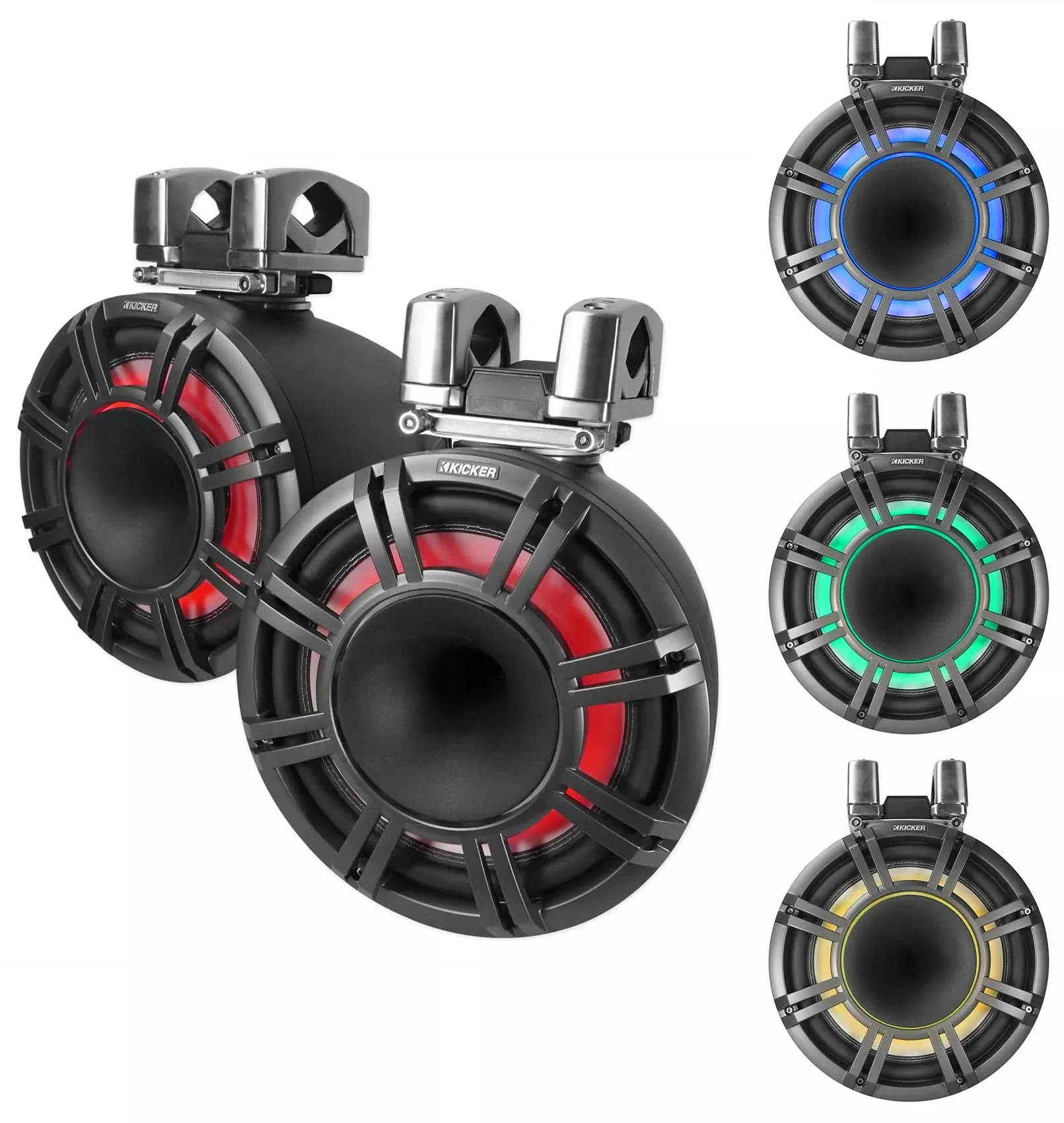 2 KICKER KMTC11 HLCD 11" 600w Horn-Loaded LED Wakeboard Tower Speakers 44KMTC114