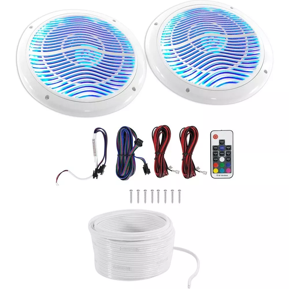 2 Rockville 6.5" 600w Polaris/ATV/UTV/RZR/CART Speakers w/Multi Color LED+Remote