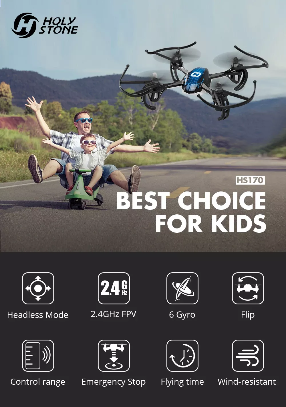 3 Speed Mode Wind-resistant Drone (Blue Drone)