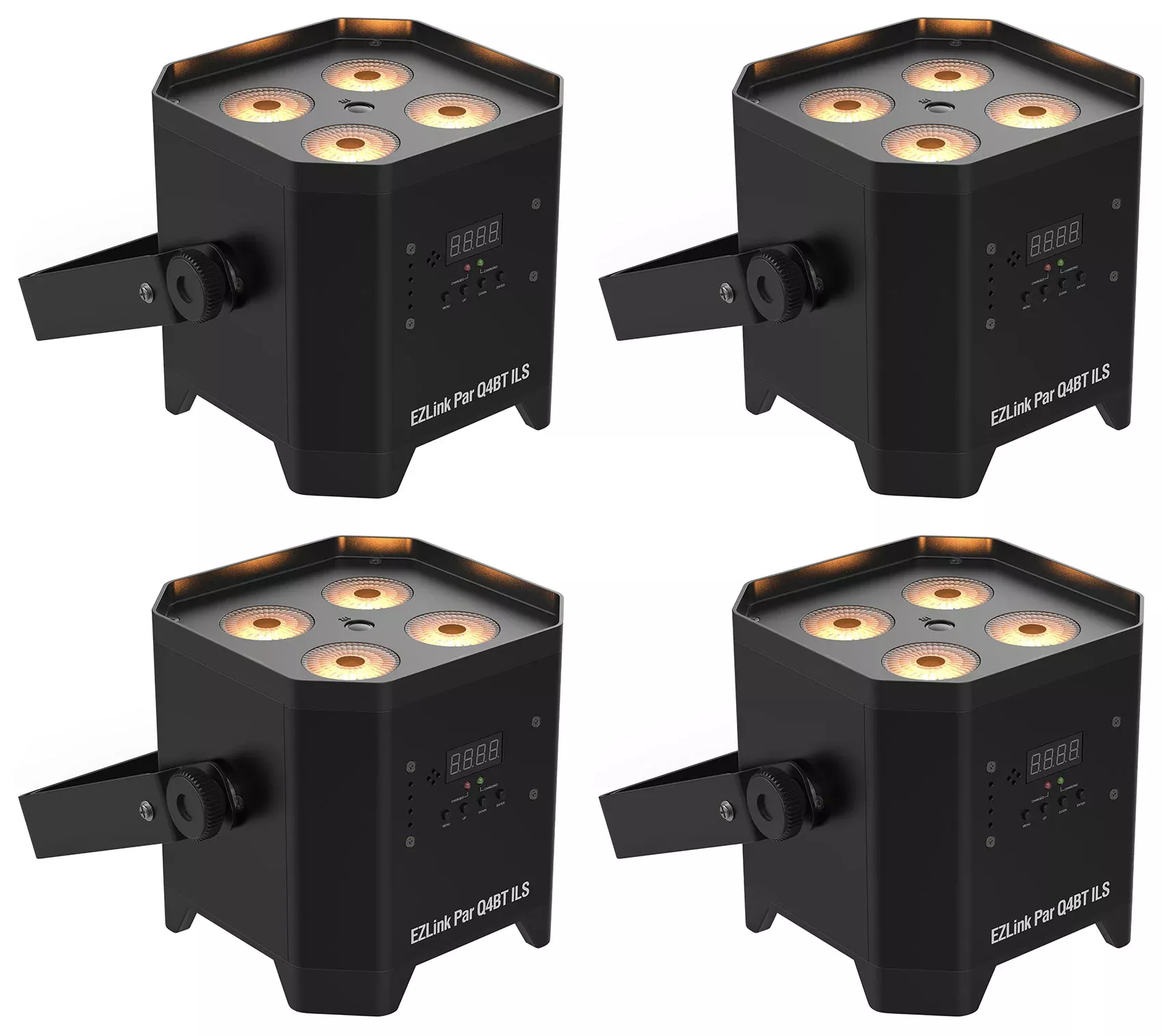 (4) Chauvet DJ EZLink Par Q4BT ILS RGBA Rechargeable Par Wash Lights w/Bluetooth