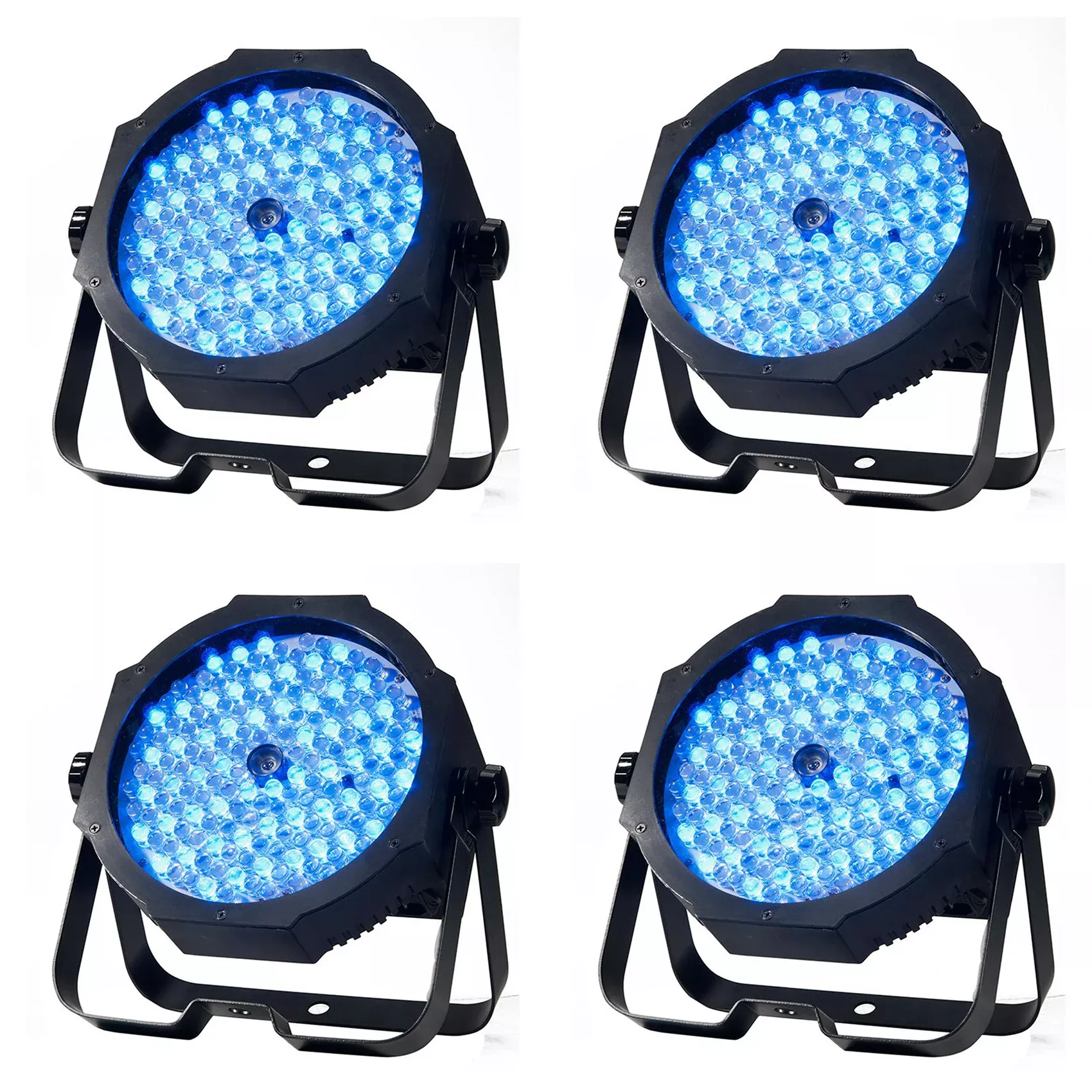 (4) Eliminator American DJ MEGA GO PAR 64E RGB+UV DMX Par Can Stage Wash Lights