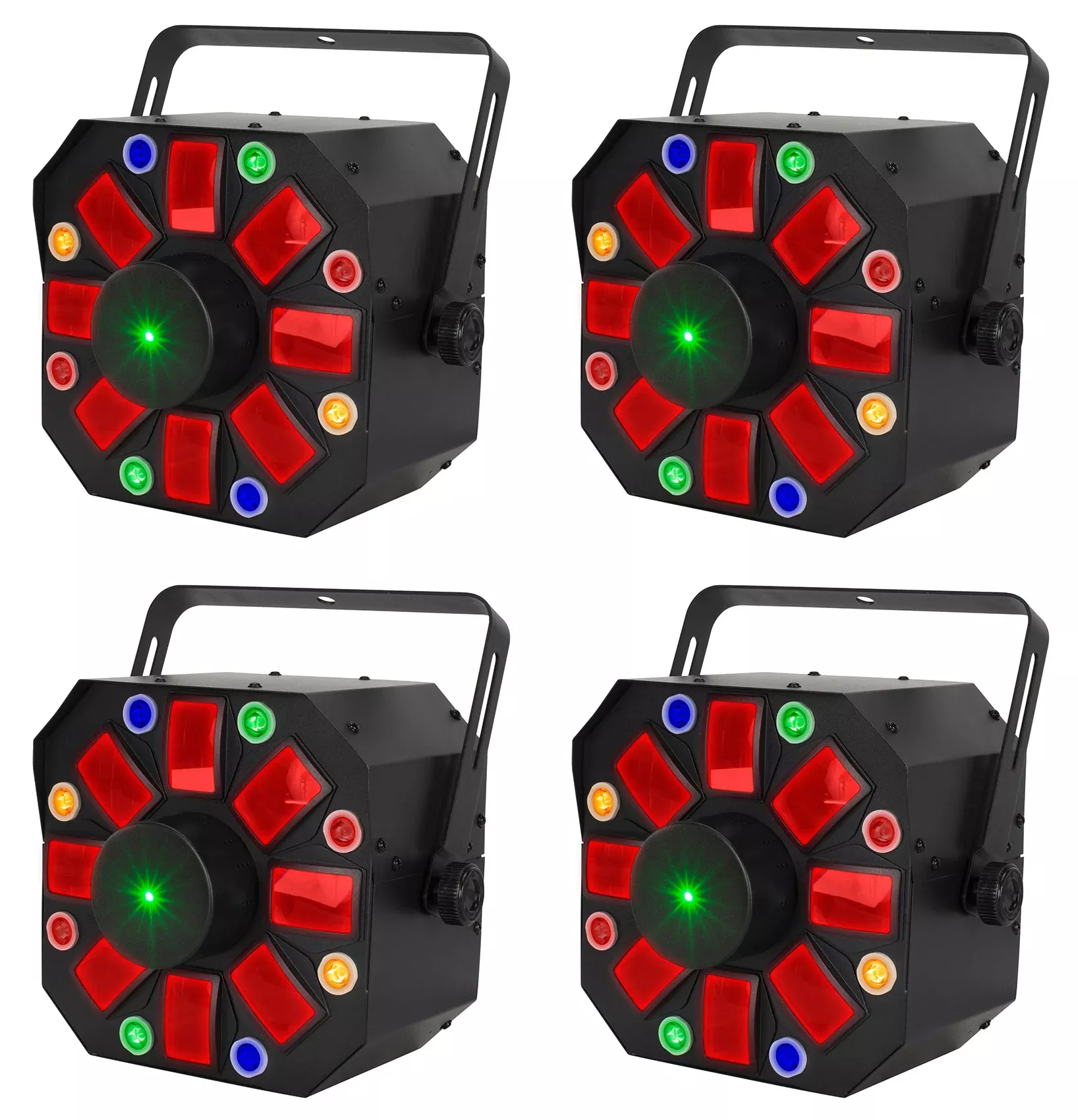 (4) Eliminator Furious Three RG LED DMX Moonflower/Wash/Laser Effect Lights