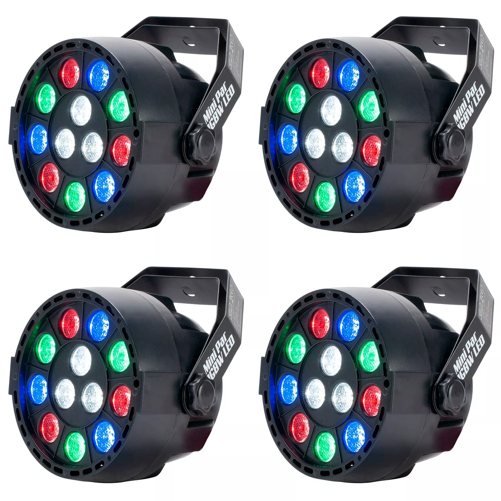 (4) Eliminator Mini Par LED DMX Par Wash Lights For DJ/Stage/Clubs/Bars/Events
