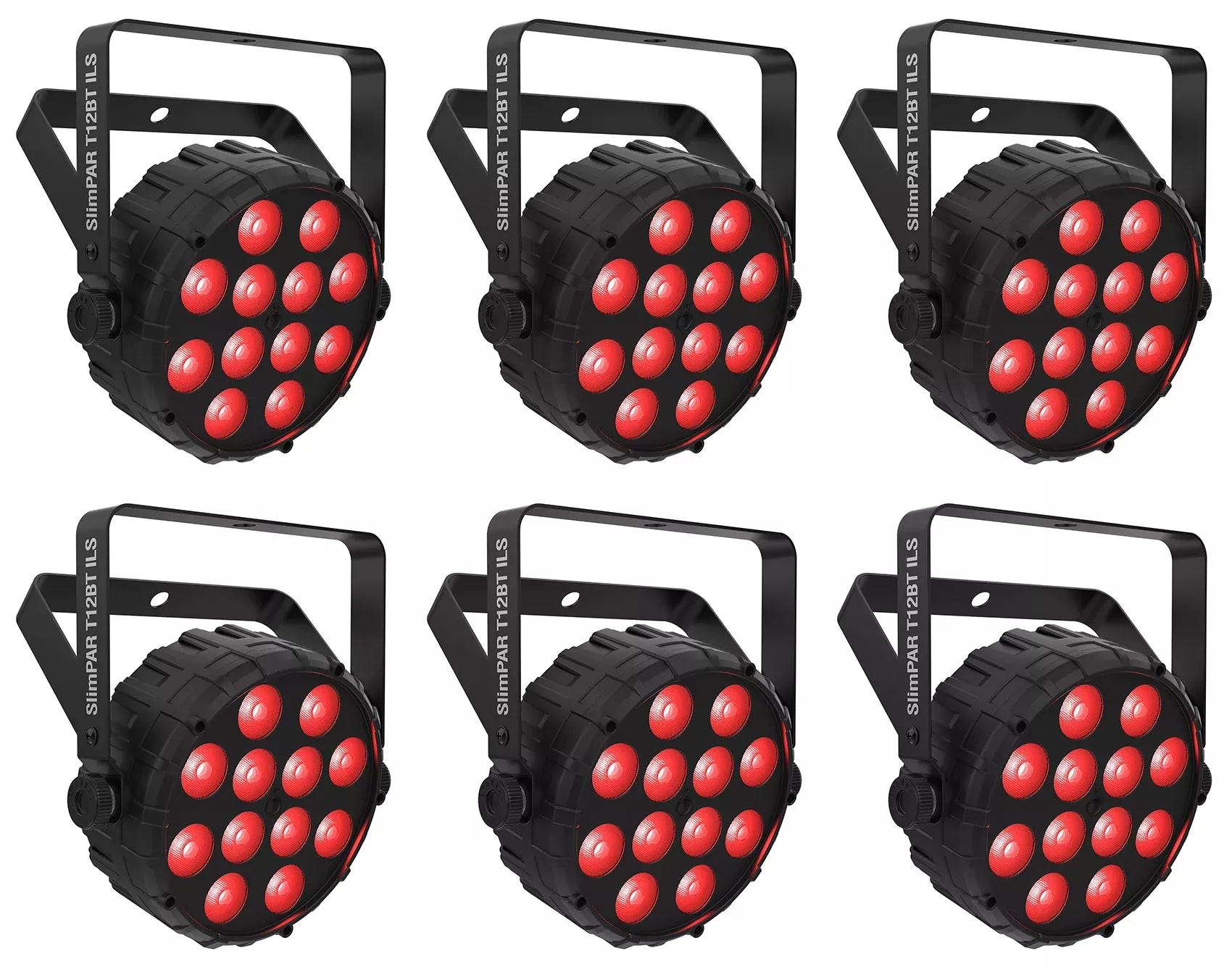 (6) Chauvet DJ SLIMPAR T12 BT ILS Wireless Par Wash Up-Lights w/ Bluetooth