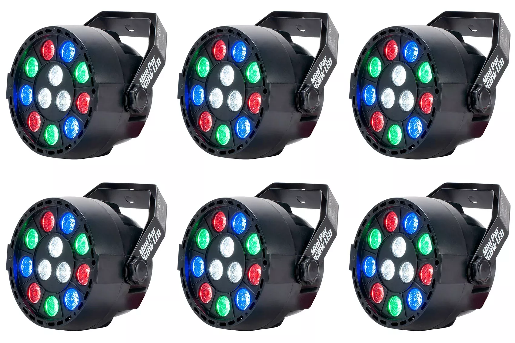 (6) Eliminator Mini Par LED DMX Par Wash Lights For DJ/Stage/Clubs/Bars/Events