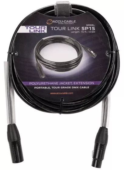 Accu-Cable TOUR LINK 5P15 15 Foot 5-Pin Male To Female DMX Lighting Cable ADJ