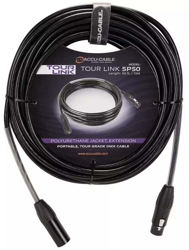 Accu-Cable TOUR LINK 5P50 50 Foot 5-Pin Male To Female DMX Lighting Cable ADJ