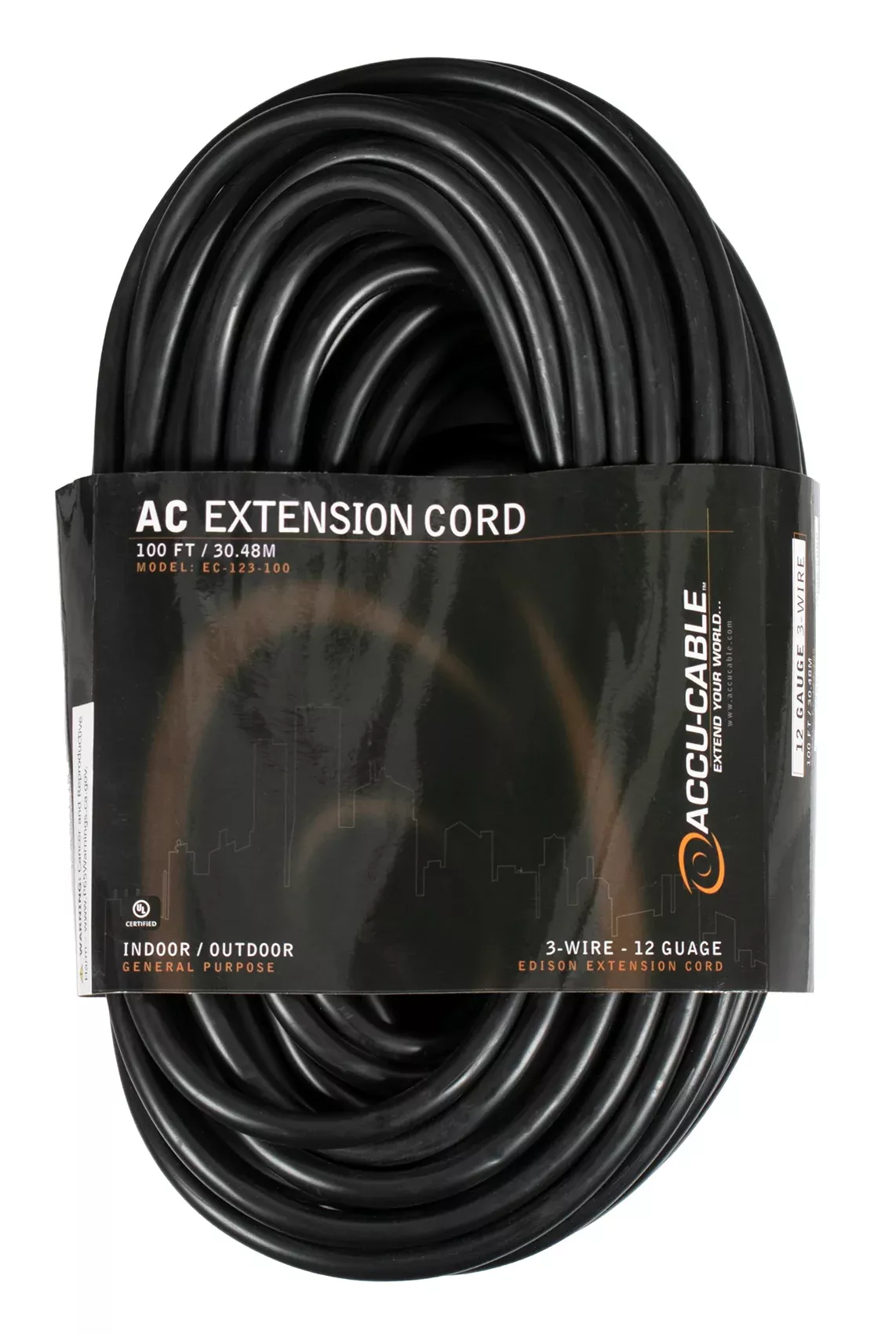 American DJ ADJ EC123-100 100 Foot 12 Gauge AC Extension Cord w/ Edison Plug