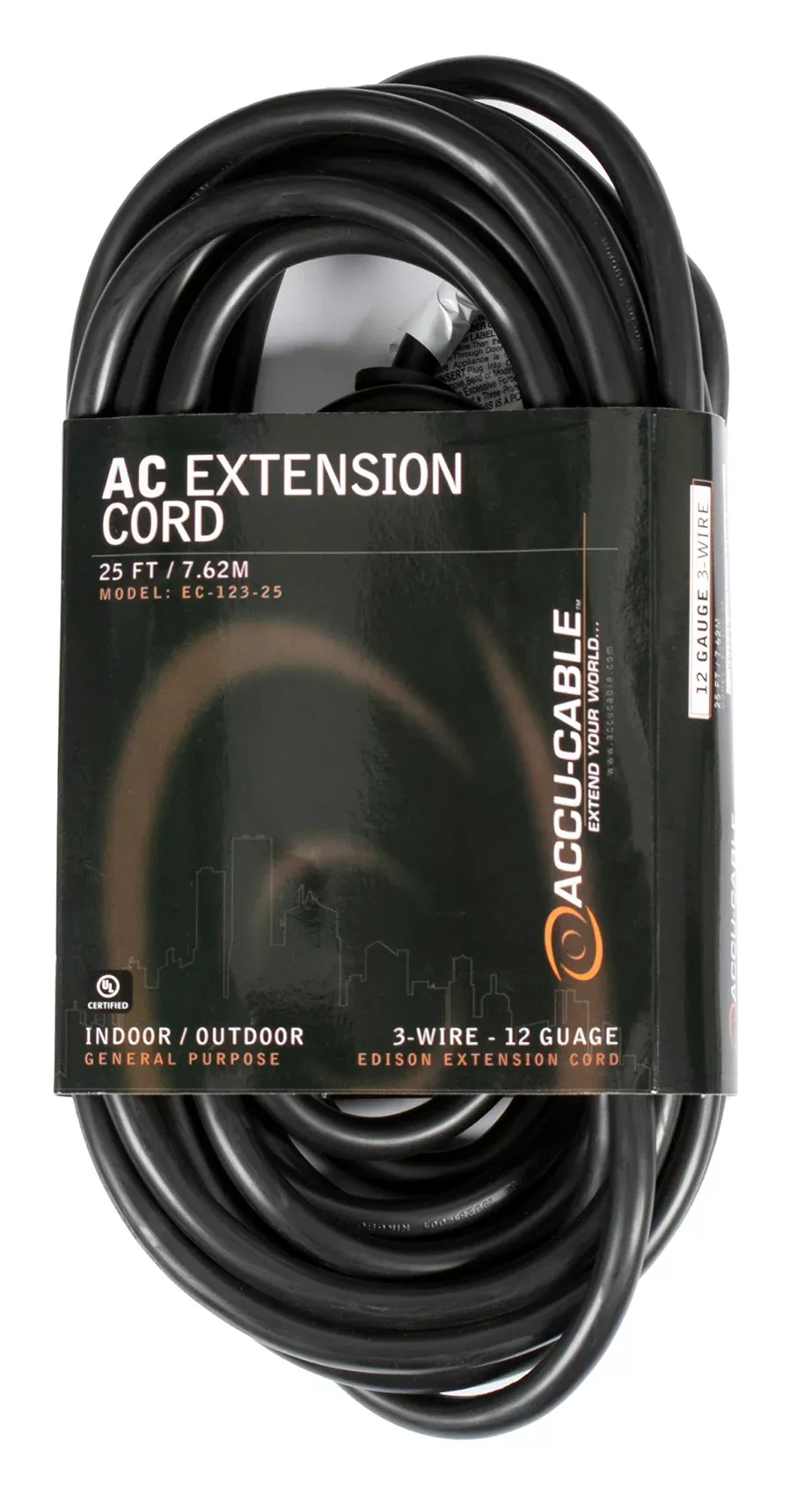 American DJ ADJ EC123-25 25 Foot 12 Gauge AC Extension Cord w/ Edison Plug