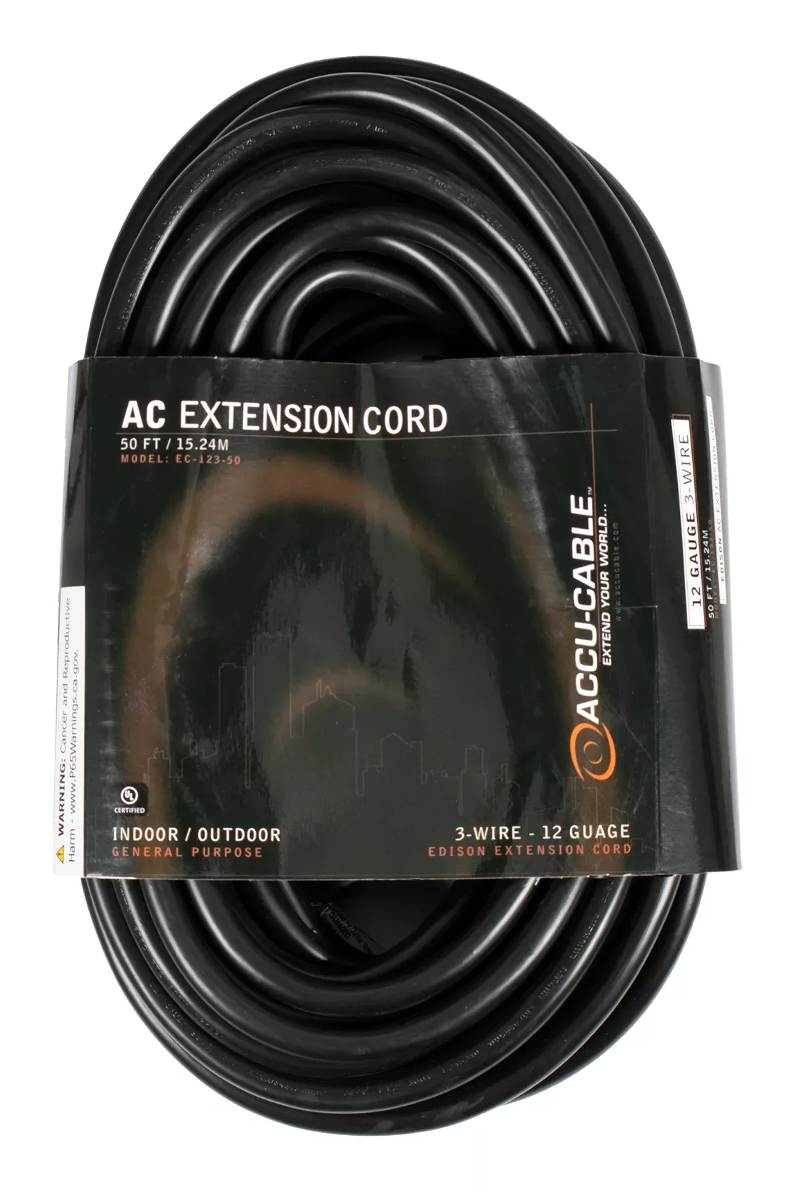 American DJ ADJ EC123-50 50 Foot 12 Gauge AC Extension Cord w/ Edison Plug