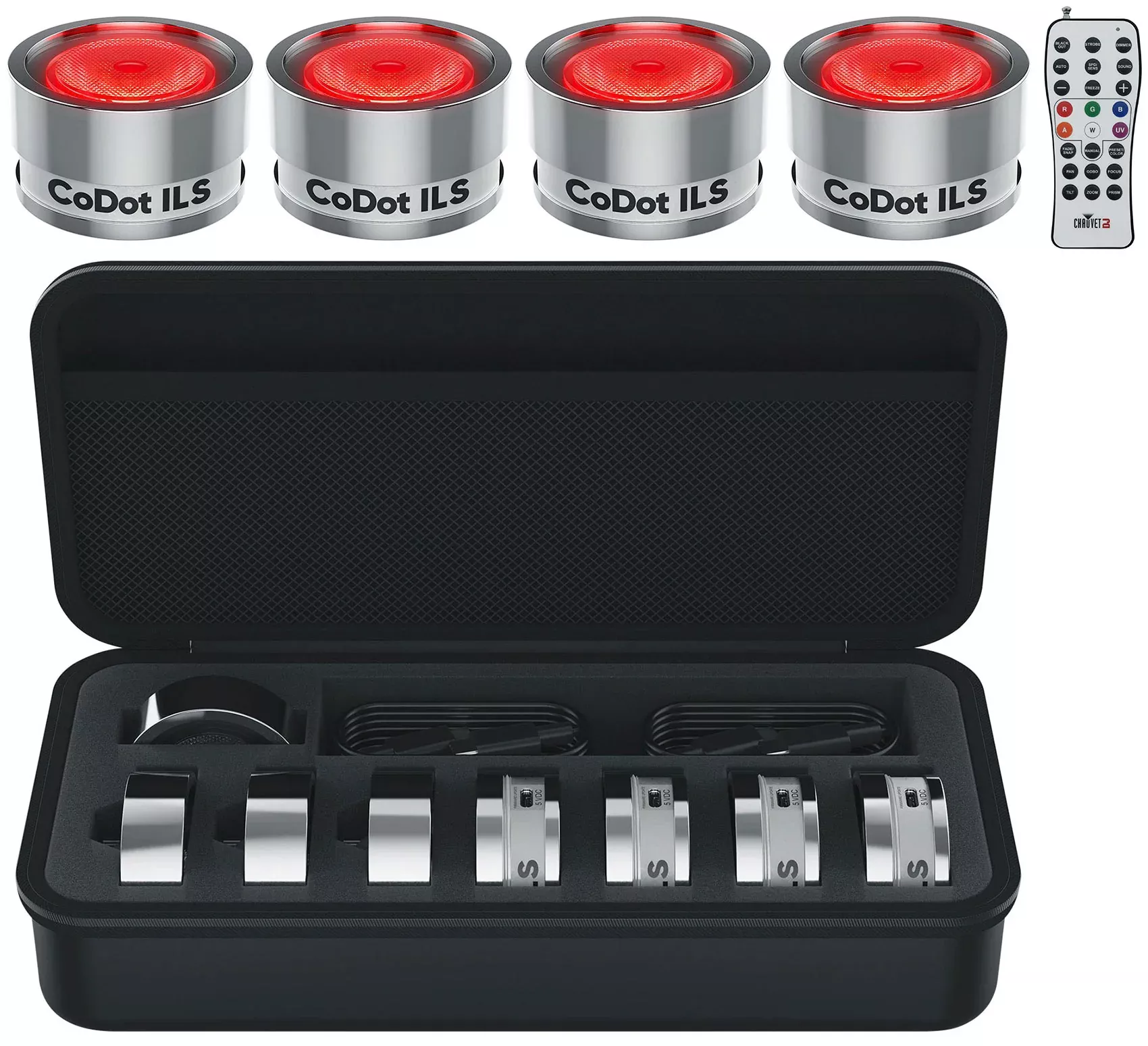 Chauvet DJ CoDot ILS 4-pack LED Illuminators Wash Up-Lights+Case+RFC Remote