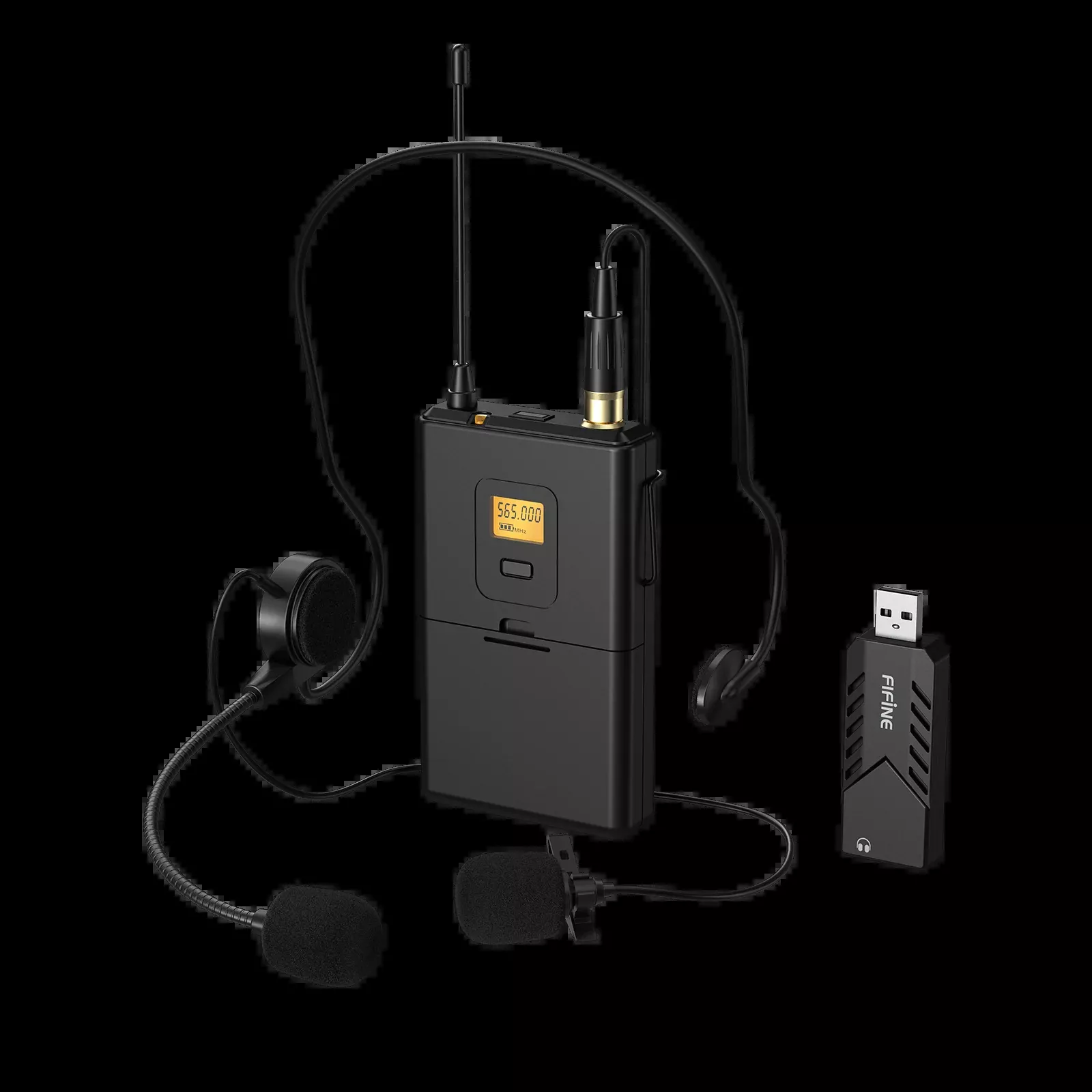 FIFINE K031B Wireless USB Computer Lapel Microphone with Headset