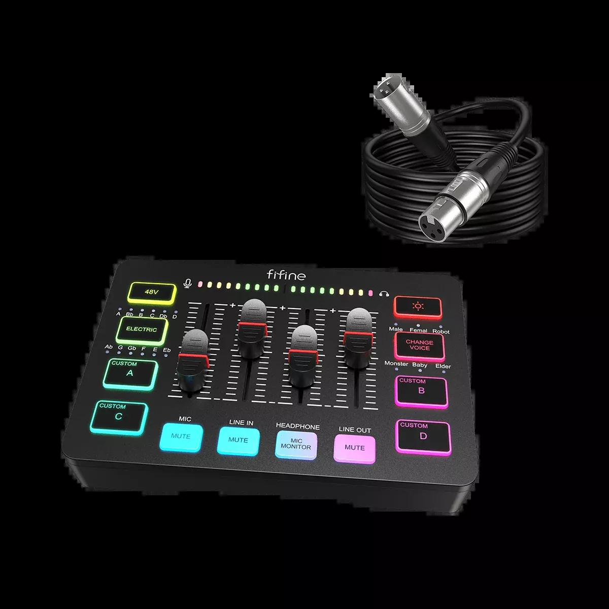 FIFINE Recording and Gaming Bundle: SC3 Audio Mixer + XLR Cable