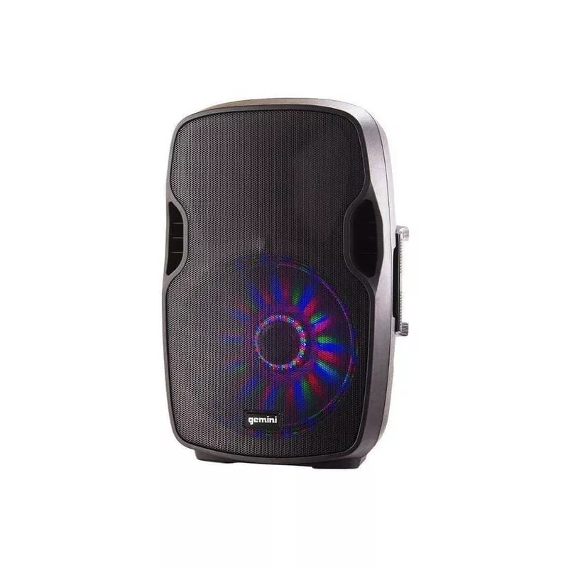 Gemini AS-15BLU-LT 15" Bluetooth PA speaker with LED lights, 2000W peak, titanium compression driver, stand and mic included