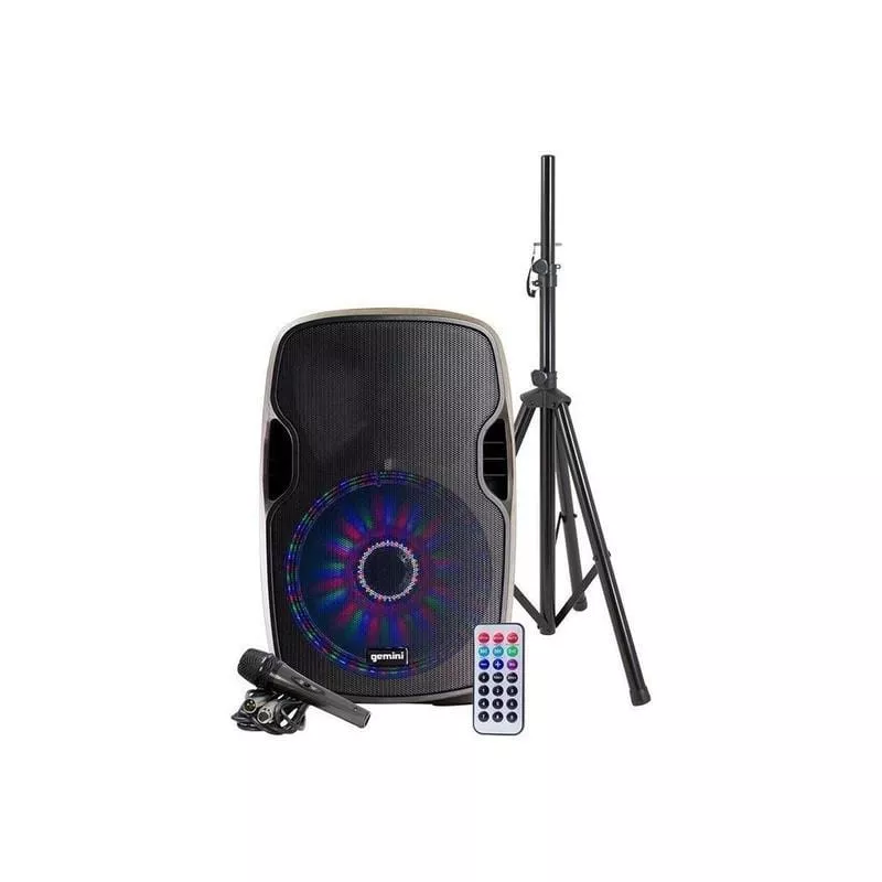 Gemini AS-15BLU-LT-PK Bluetooth PA speaker package, 2000W peak, 15" woofer, LED light show