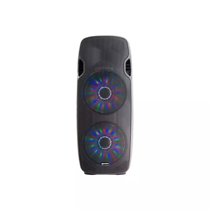Gemini AS-215BLU-LT dual 15" Bluetooth party speaker with LED lighting, 3000W peak, dual 15" woofers, Bluetooth 5.0