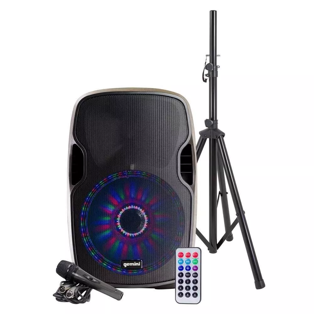 Gemini powered PA speaker 12", Bluetooth, LED lights (AS-12BLU-LT-PK)