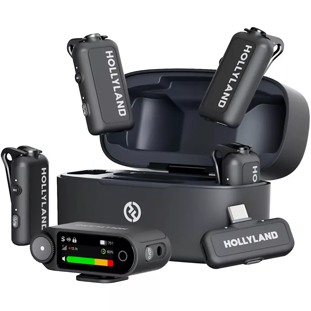 Hollyland LARK MAX 2 Combo 4-Person Wireless Microphone System for Cameras and Mobile Devices (Space Gray, 2.4 GHz)