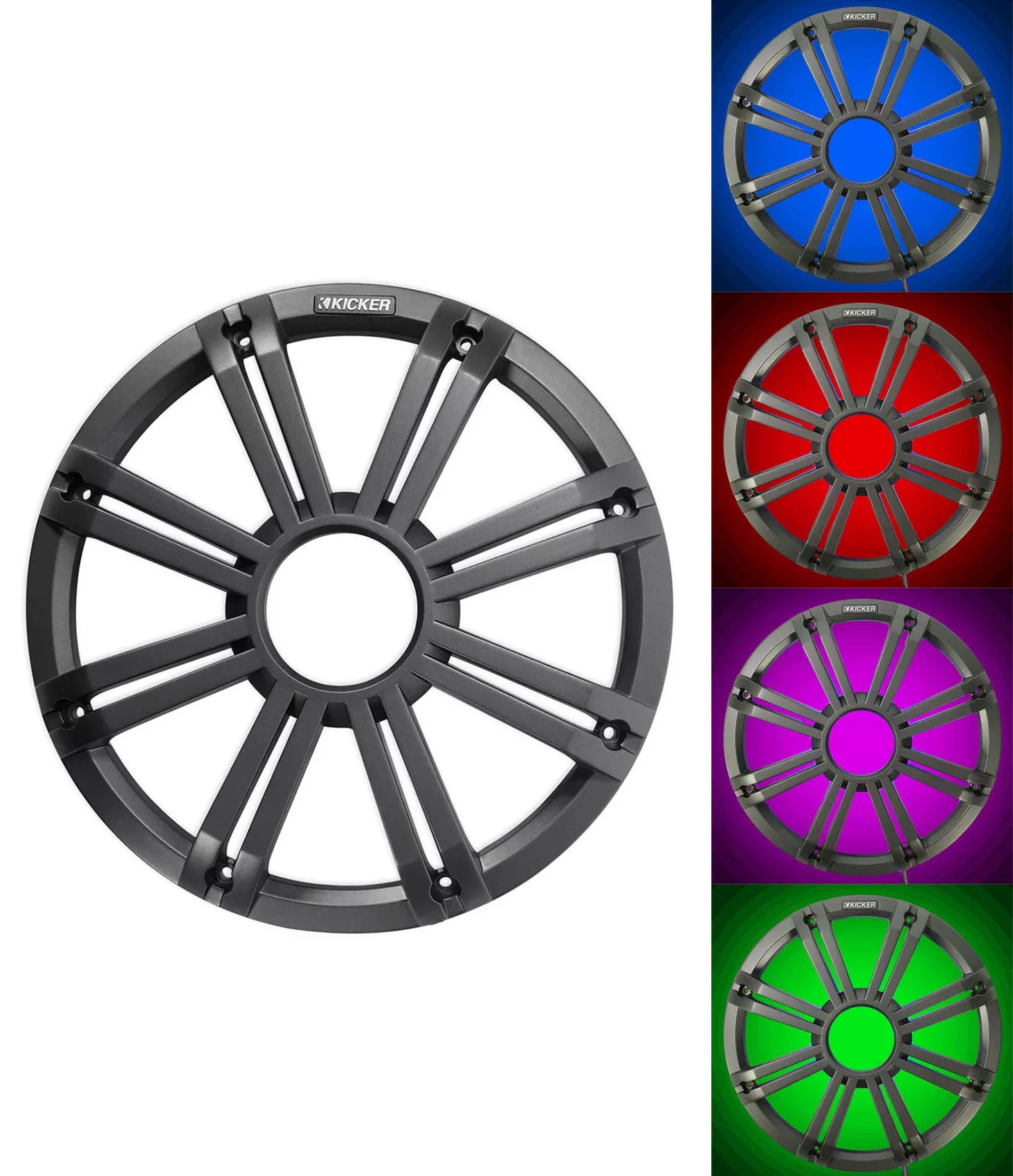 KICKER 45KMG10C 10" Charcoal Grille w/LED For KM10 + KMF10 Subwoofer Subs KMG10C