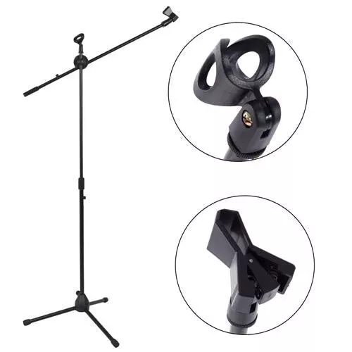 MR DJ MS300 Universal Adjustable Tripod Microphone Stands Adjustable Boom Stage with Mic Holder Clips