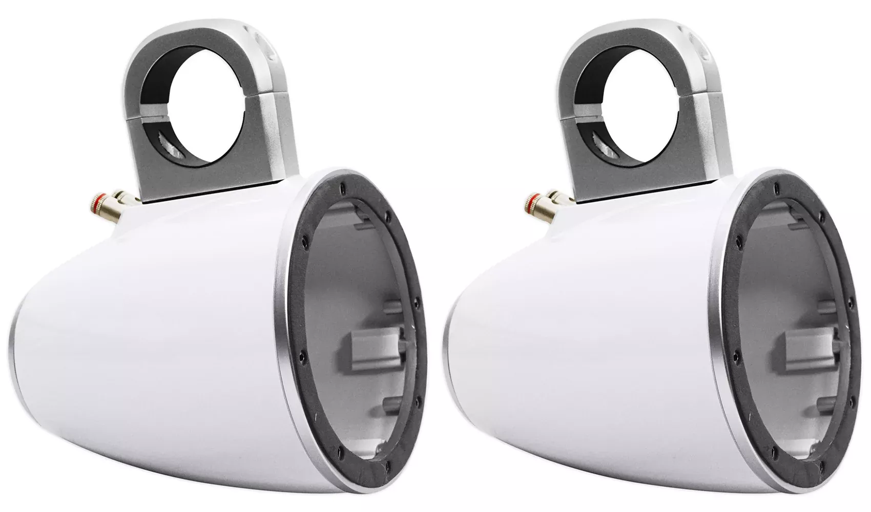 Pair Kicker 43KMTES8W White Marine 8" Speaker Wakeboard Tower Enclosures KMTES8