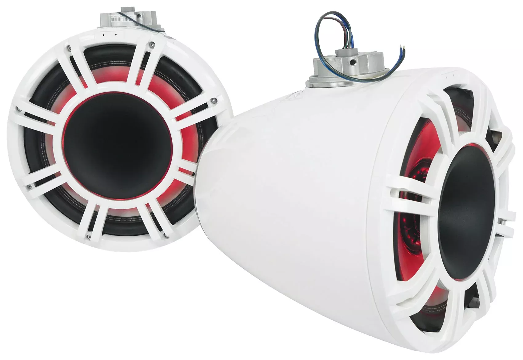 Pair KICKER 47KMFC11W 11" Marine Horn Loaded Flat Mount Tower Speakers KMFC11W