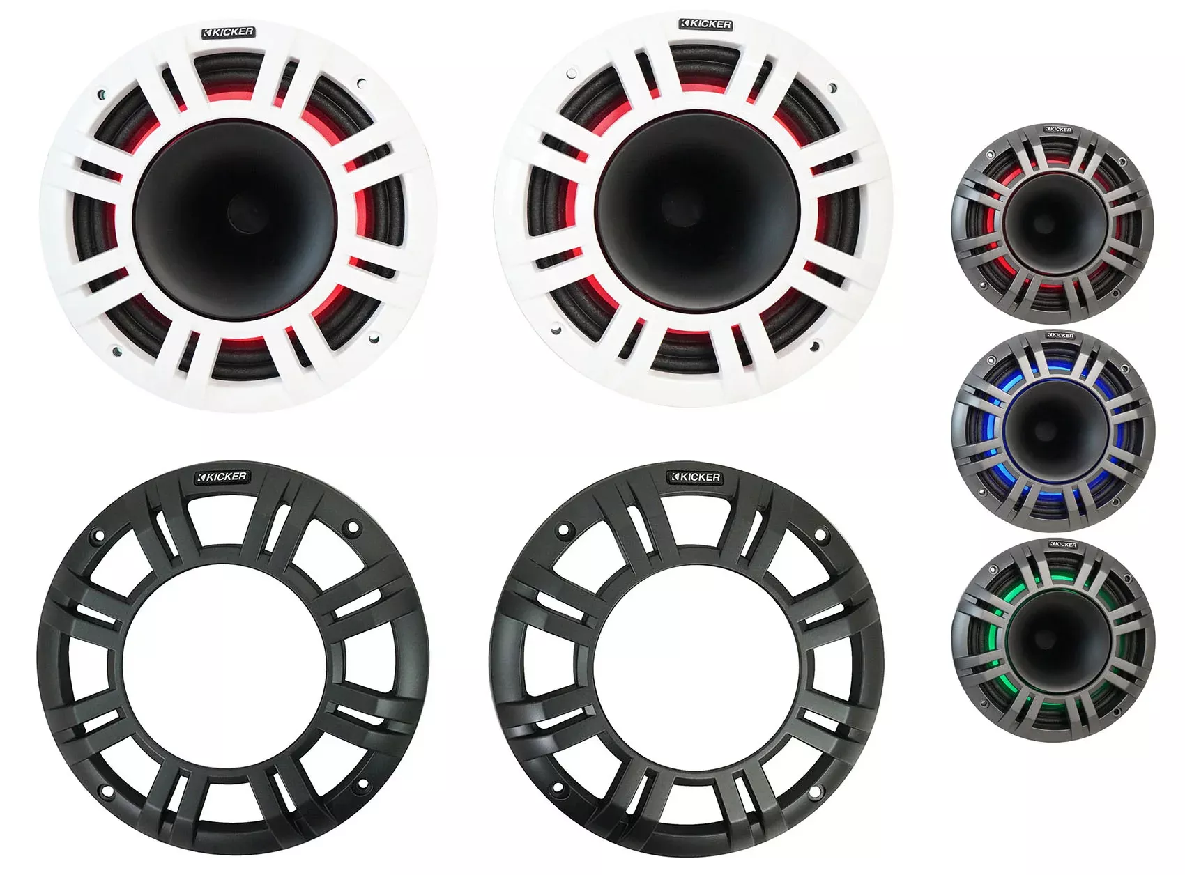 Pair KICKER 48KMXL84 8" 500 Watt Marine Boat Horn Loaded Speakers w/LED KMXL8