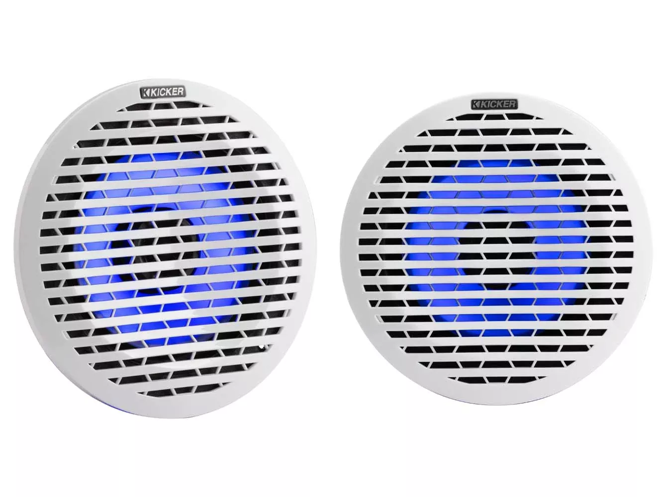 Pair Kicker 51KM614FL 6.5" Thin Mount 60w Marine Boat Speakers w/RGB LED KM614FL