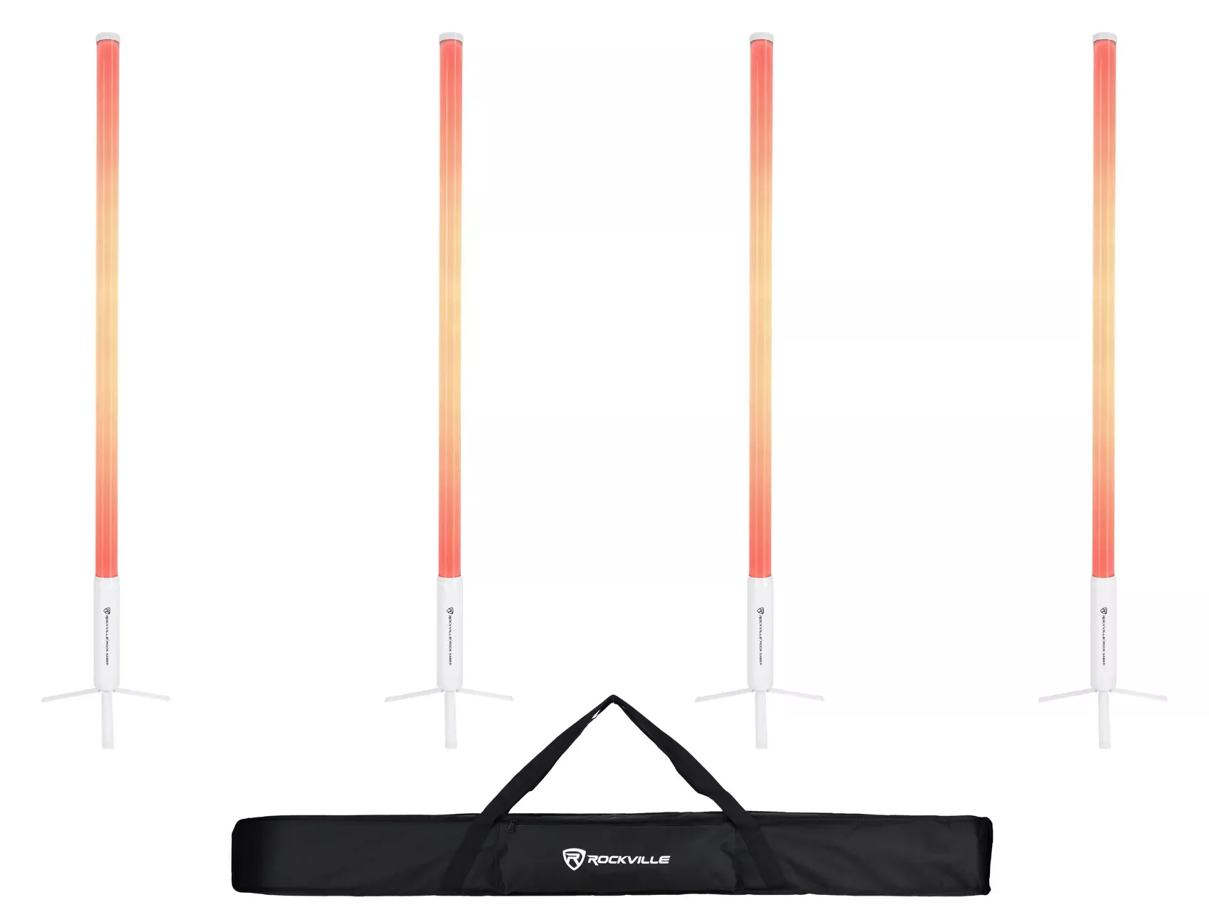 Rockville 4x ROCK SABER Recahrgeable DJ/Stage Pixel Tube Lights/Wireless DMX+Bag
