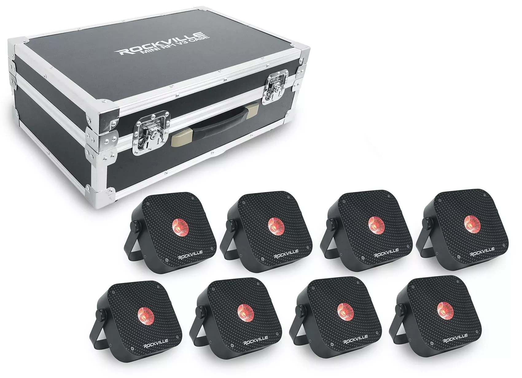 Rockville MINI RF1 V3 CHARGE PACKAGE BLACK 8) Battery PAR Lights+Case+RF+APP