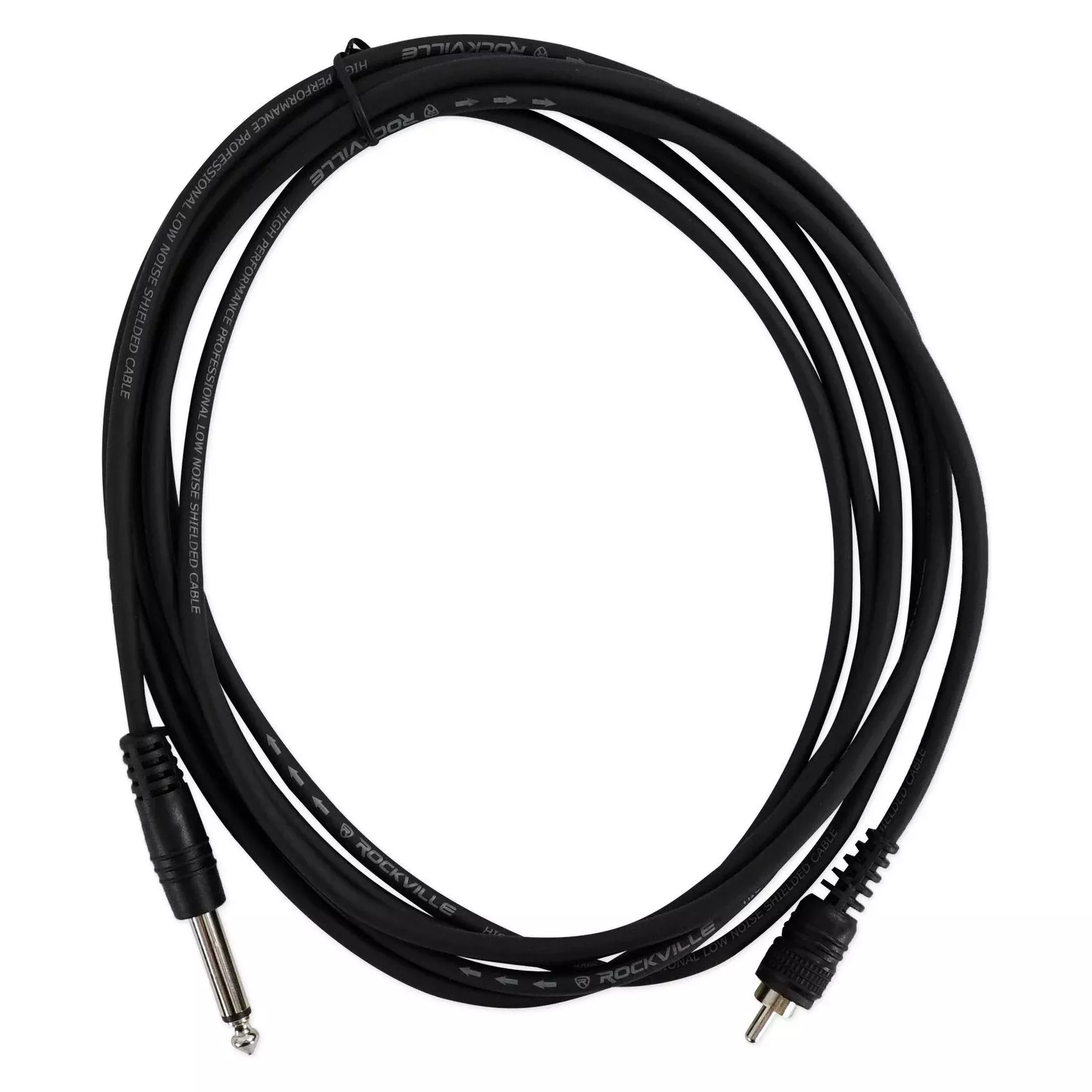 Rockville RCQ10 1/4" TS Unbalanced to Single RCA 10 Foot Cable - 100% OFC Copper