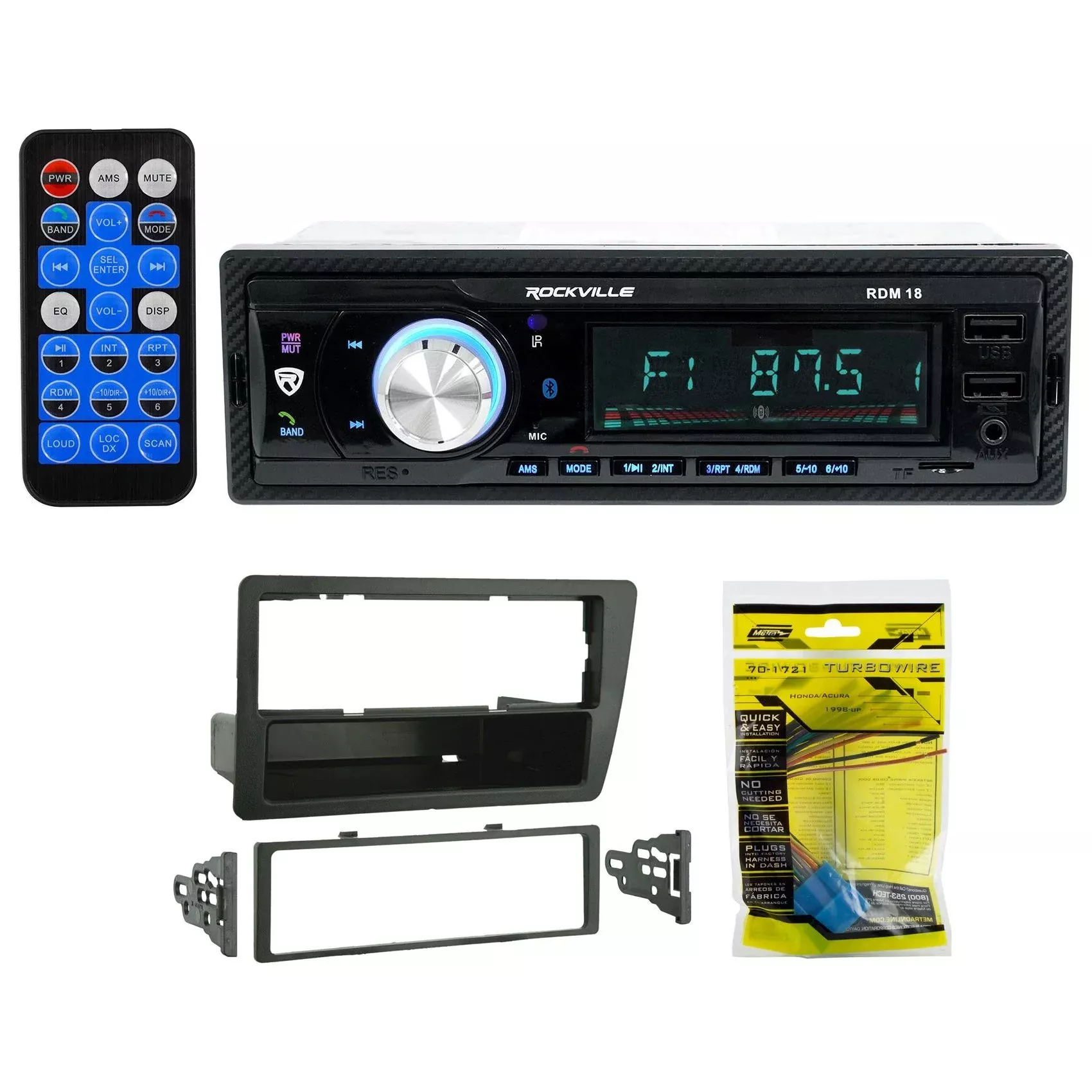 Single-Din Digital Media Bluetooth Receiver + Install For 2001-2005 Honda Civic