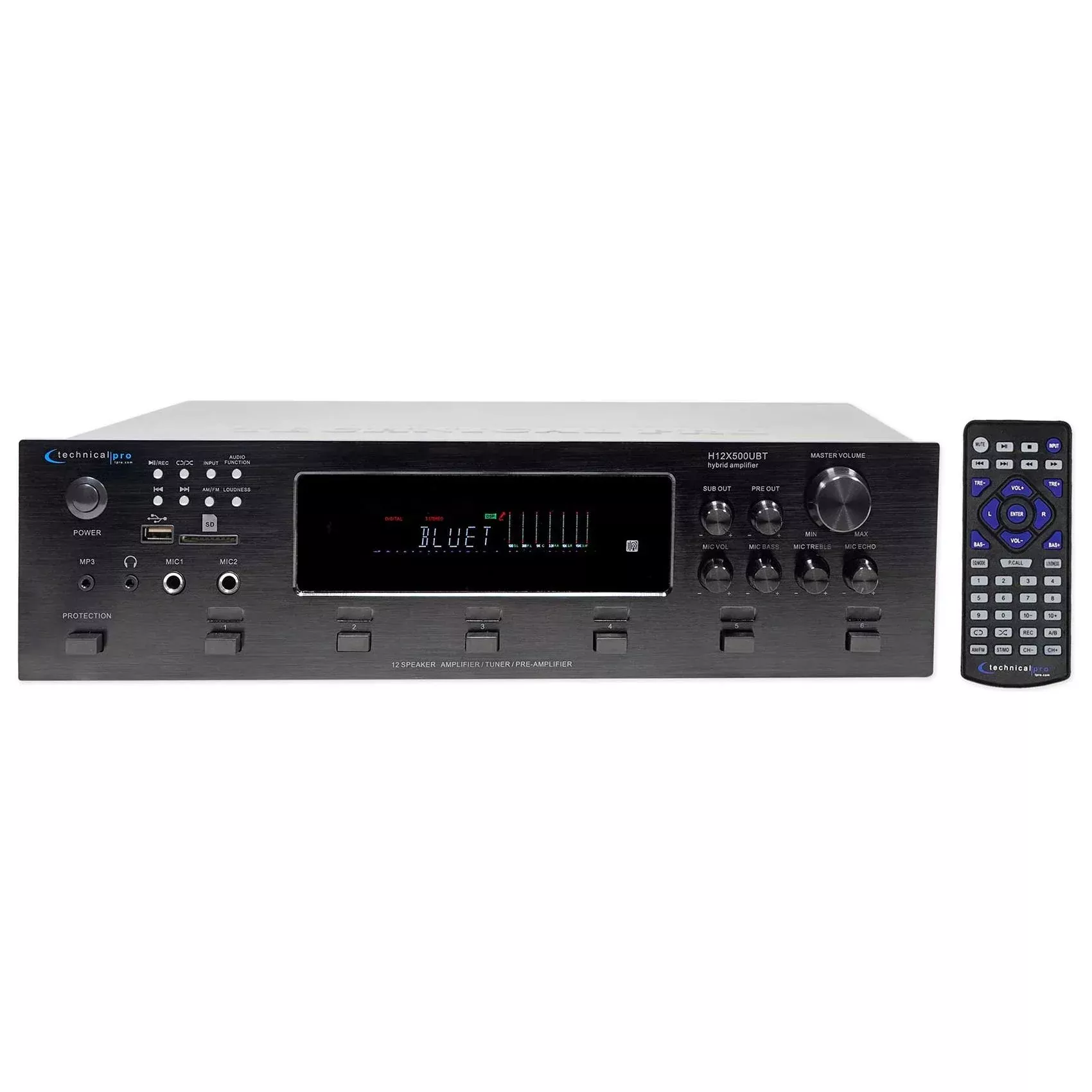 Technical Pro H12X500UBT 6000w 6-Zone 12-Speaker Home Theater Bluetooth Receiver