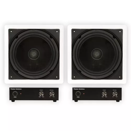 TS1000 Flush Mount Passive 10" Home Theater In Wall 2 Subwoofers and 2 Amps Set