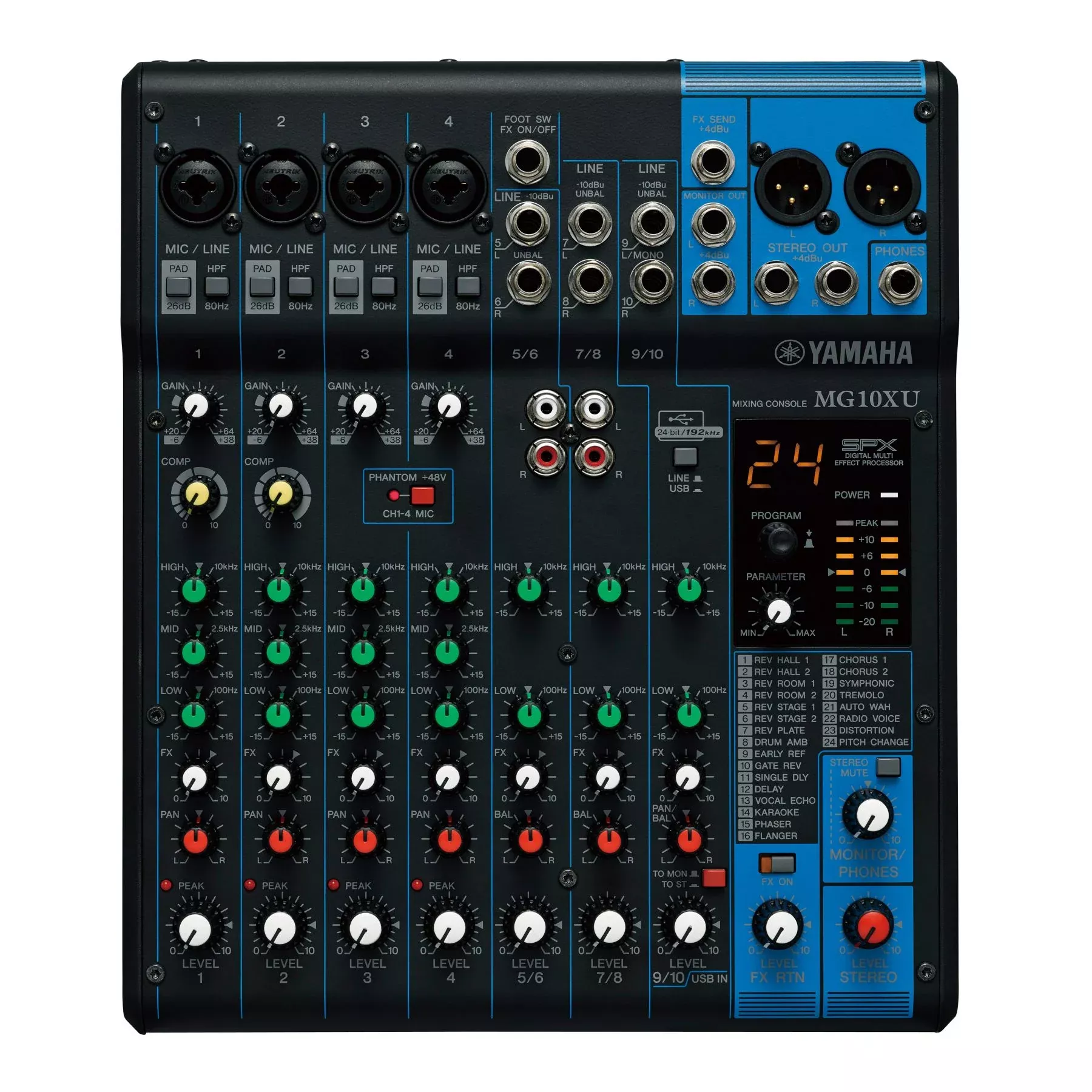 YAMAHA MG10XU - 10-Channel Mixing Console with effects with rotary knobs